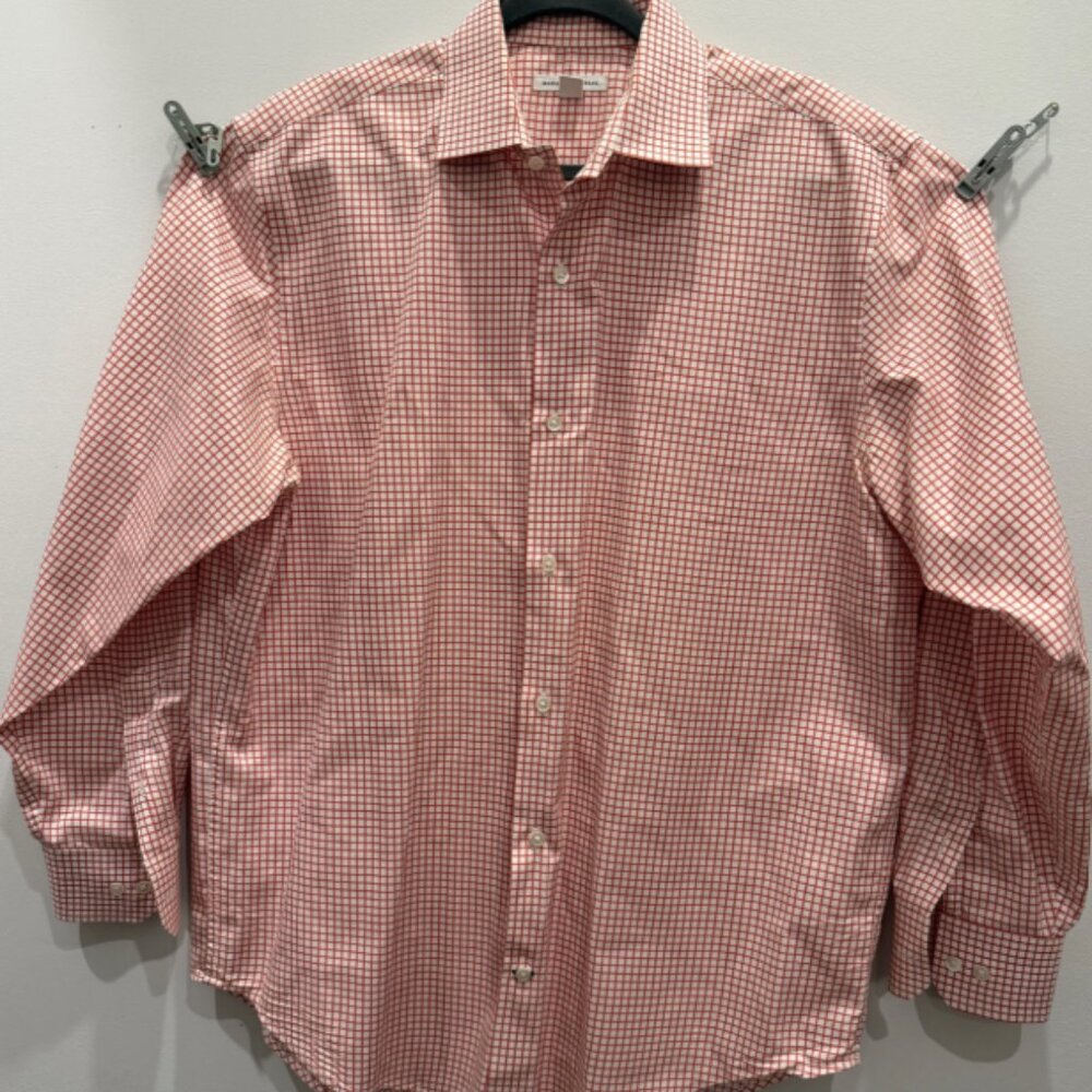 Banana Republic Men’s Button Down Preppy Dress Red Check Dress Shirt Long Sleeve